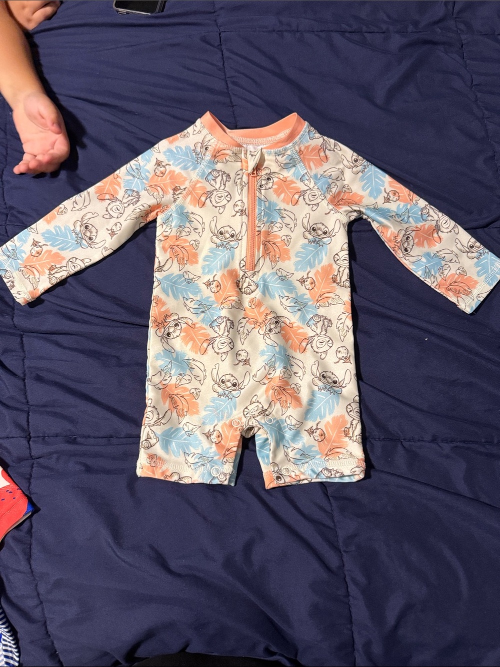 Disney Kids Swim One-Piece Rash Guard - Cream, Blue, Orange